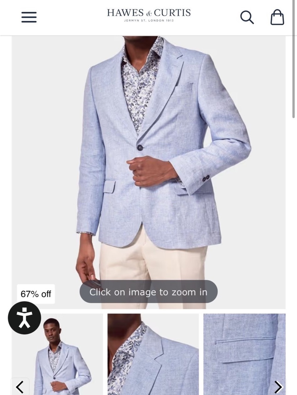 Hawes & Curtis Light Blue Linen-Blend Sport Coat